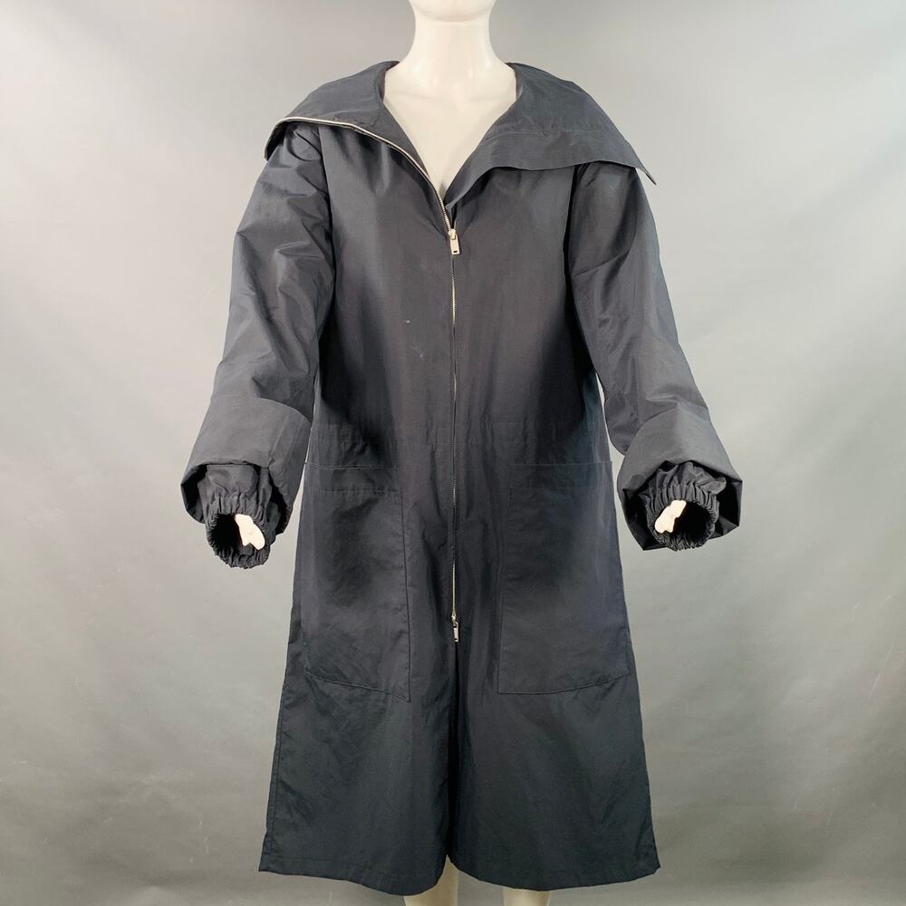 JIL SANDER Size XS Navy Polyester Hooded Zip Up Coat
